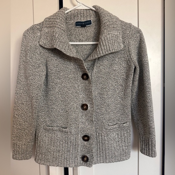 Karen Scott Gray Button-Up Cardigan size PP - Picture 2 of 8